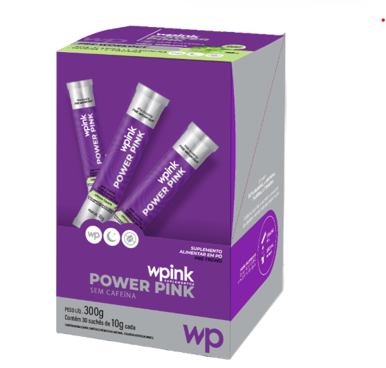 WPink Pré-treino Power Pink Sem Cafeína Sabor Uva Verde - 30x10g (300g)